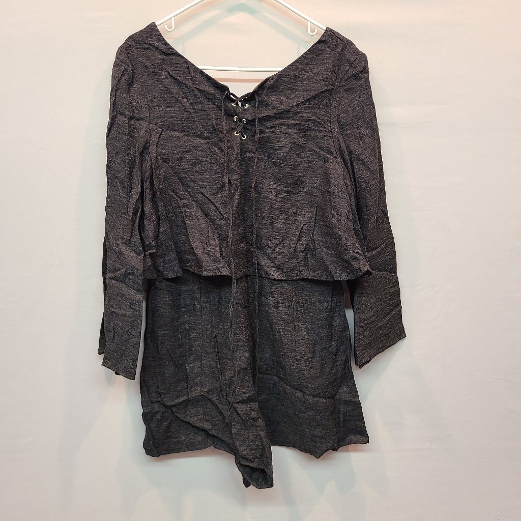 Mango Romper Womens Medium Long Sleeve Dark Gray